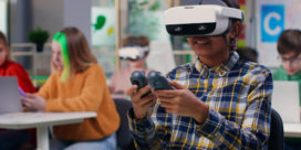 As new education trends lead to innovative teaching and learning, here are some of the top trends to look for, like this student wearing a VR headset in the classroom.